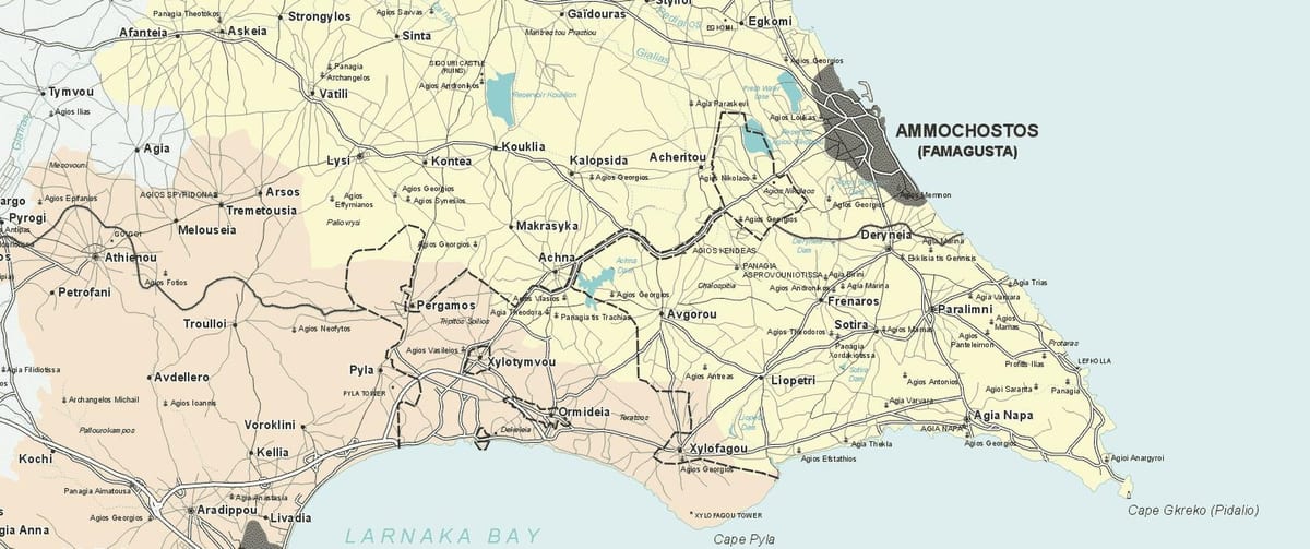 Ayia napa Kıbrıs haritası