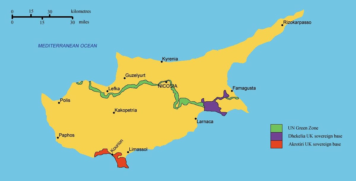Güney Kıbrıs haritası