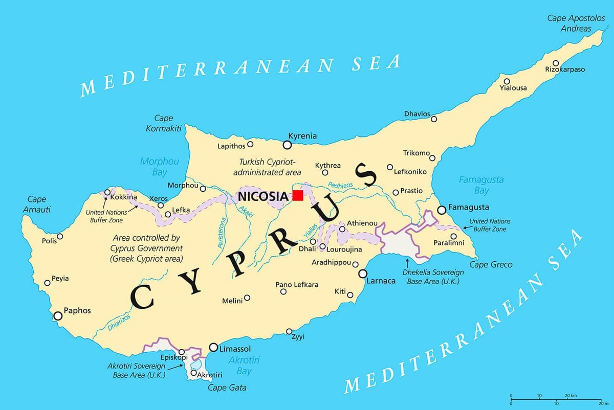 harita Kıbrıs gösteriliyor
