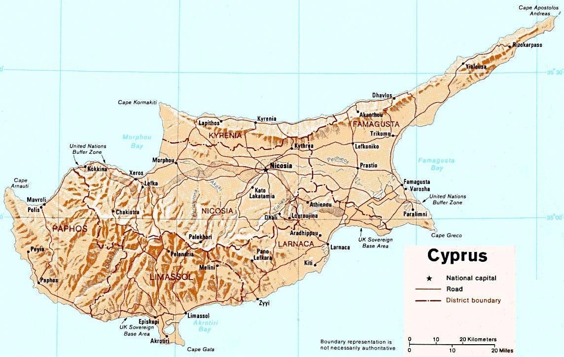 paphos Kıbrıs turistik haritası