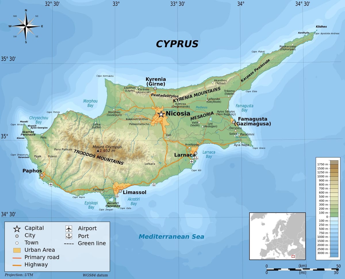 Kıbrıs coğrafya haritası