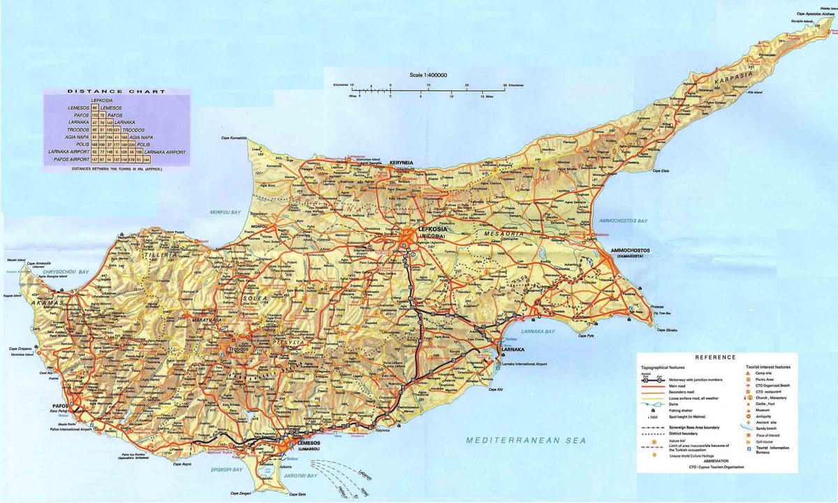 Kıbrıs turistik haritası