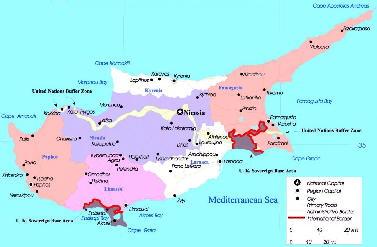 Kıbrıs haritası şehirler