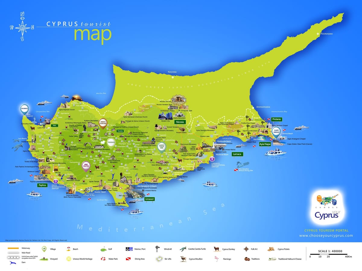Lara beach Kıbrıs haritası