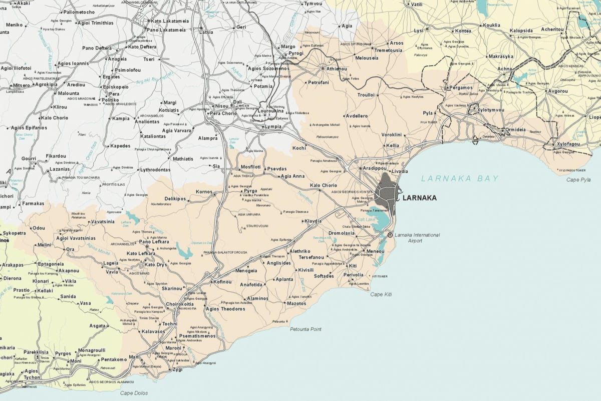 Larnaka Kıbrıs haritası