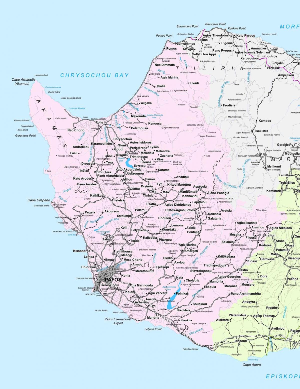 paphos sokak haritası Kıbrıs