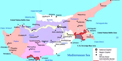 Kıbrıs haritası siyasi